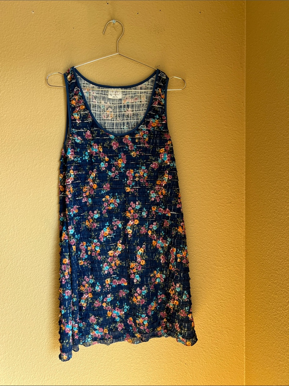 Free People Floral Tiered Ruffle Mini Dress L